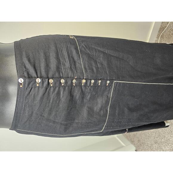 Sundance Black Button-Front Midi Skirt with Embroidered Details - Picture 2 of 8